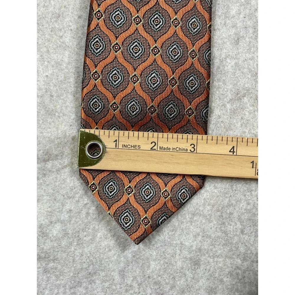 J Z Richards All Silk Hand Made USA Necktie Neck Tie Geometric Boulder Allover